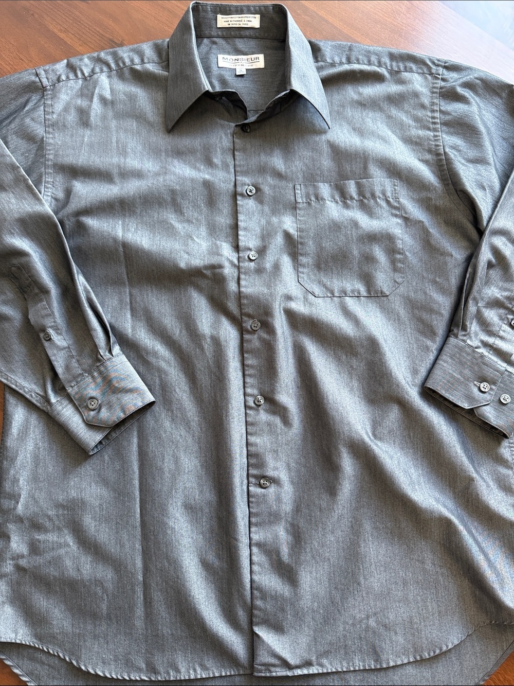 Monsieur givenchy - rare Men's Long Sleeve Button-Up Shirt - Gray 16 32/33